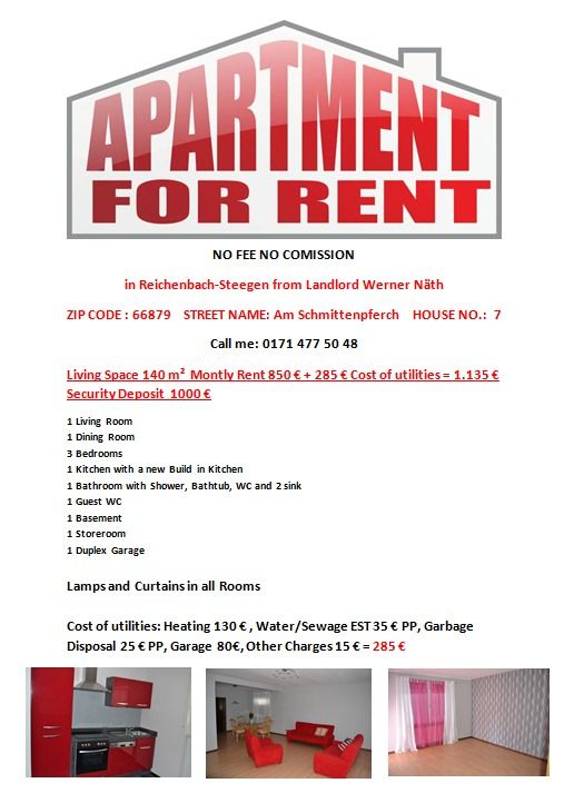 Reichenbach-Steegen: Appartment for Rent  Reichenbach-Steegen: Appartment for Rent